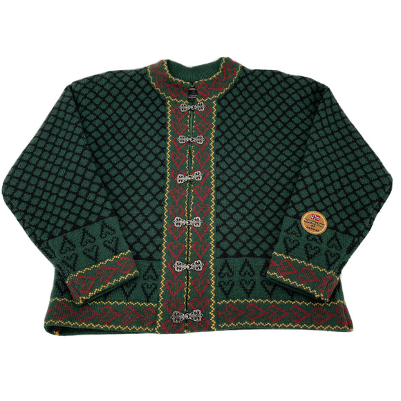 Northfjord of Norway Lined Wool Cardigan Sweater Womens Large Green